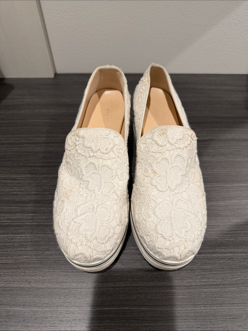 Stella Mccartney Cream Lace Slip-On Mules